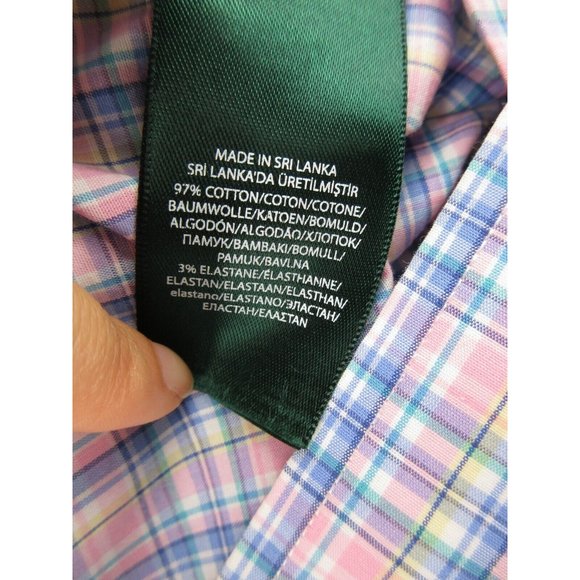 Lauren Ralph Lauren Shirt 15 1/2 Medium Pink Classic Fit Non Iron Plaid - Picture 10 of 11